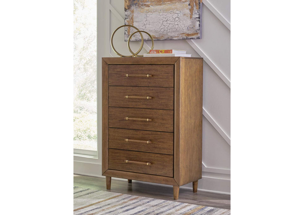 Lyncott King Upholstered Bed with Mirrored Dresser, Chest and 2 Nightstands
