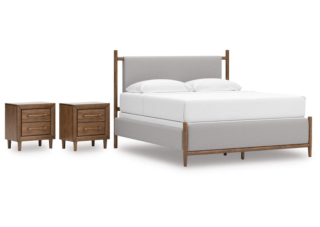Lyncott King Upholstered Bed and 2 Nightstands