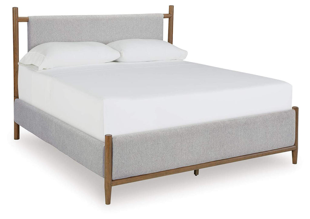 Lyncott California King Upholstered Bed, Dresser, Mirror and 2 Nightstands angled view