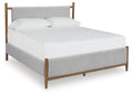 Lyncott California King Upholstered Bed in Brown, angle view