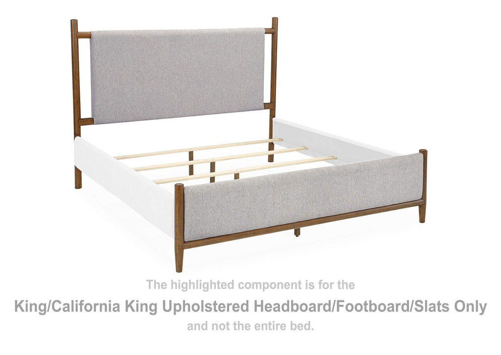 Lyncott California King Upholstered Bed, Dresser and Mirror