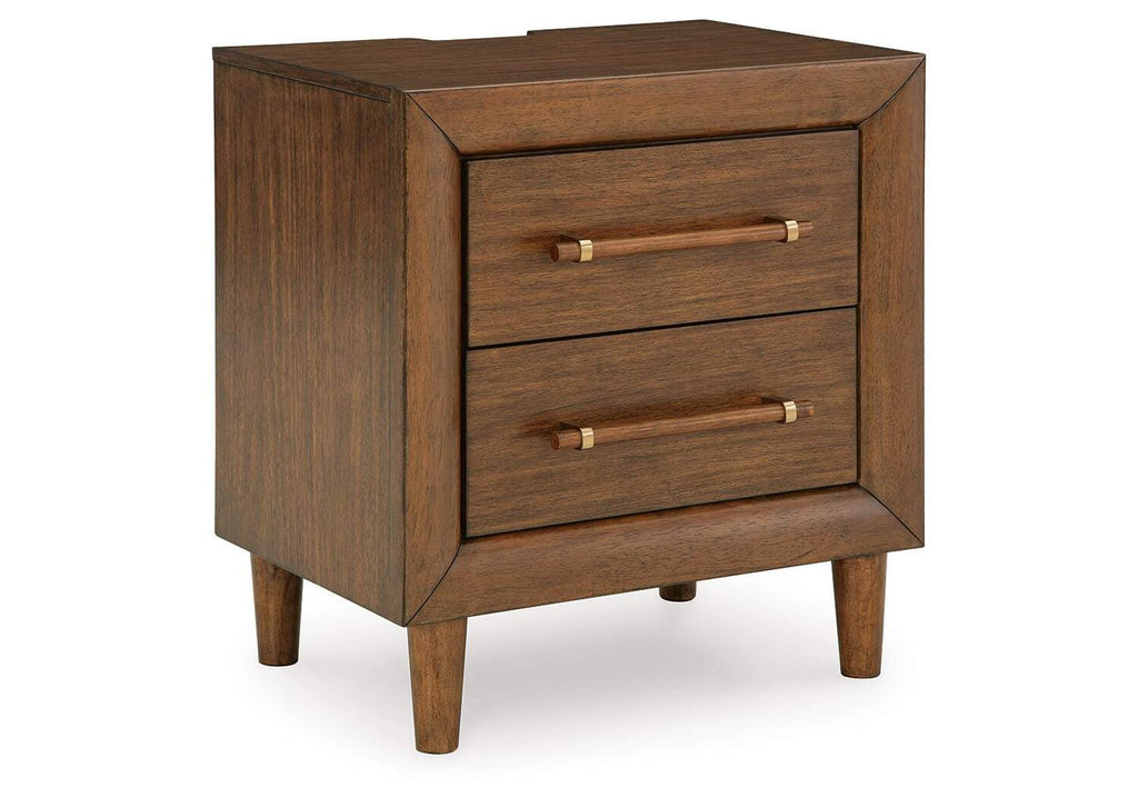 Lyncott California King Upholstered Bed, Dresser, Mirror and 2 Nightstands angled view