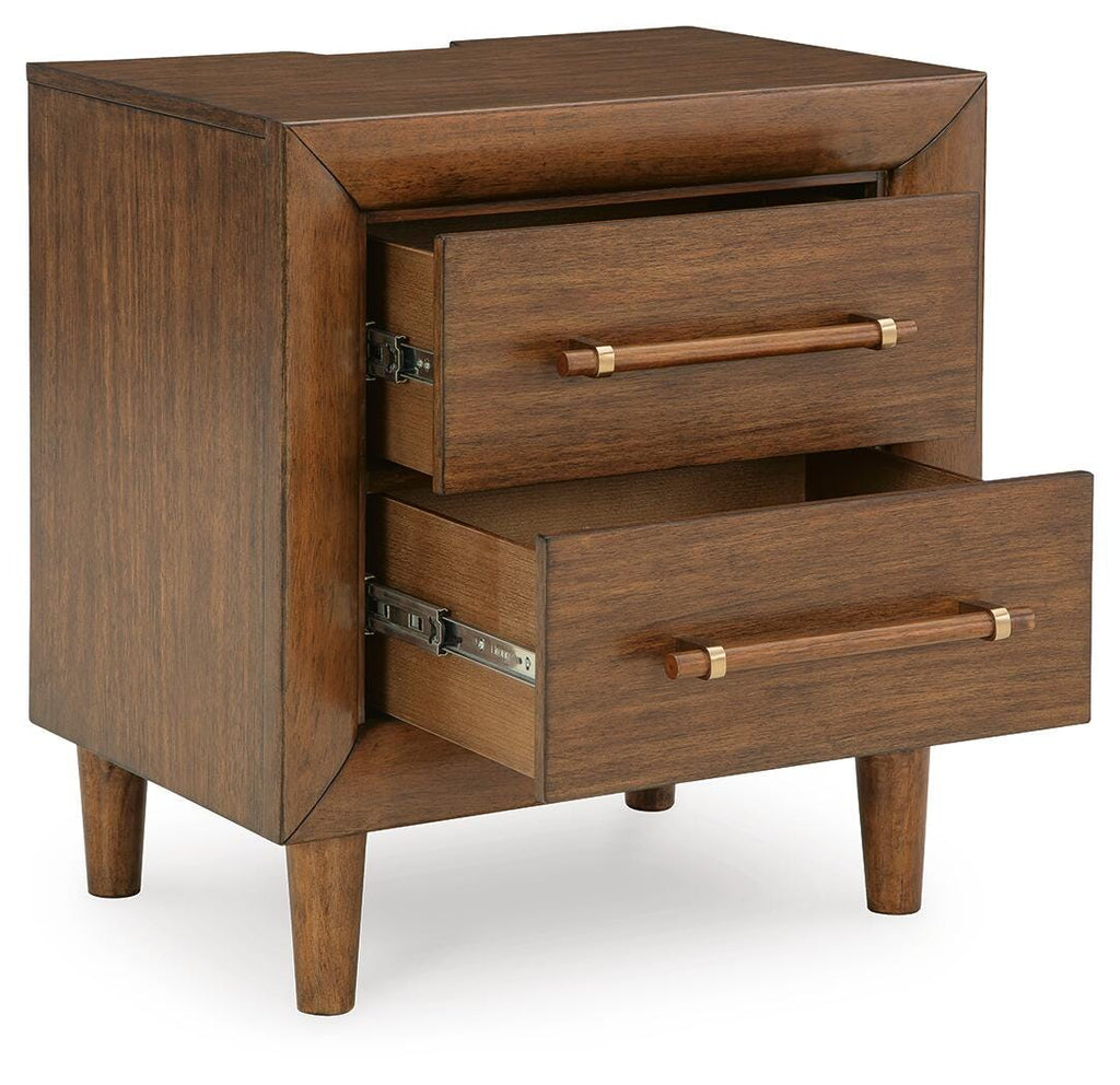 Lyncott Nightstand in Brown, open view