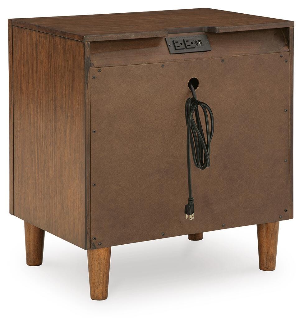 Lyncott Nightstand in Brown, back view