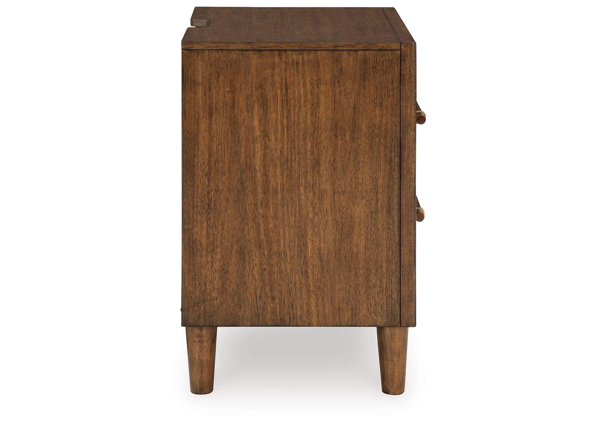 Lyncott California King Upholstered Bed with Mirrored Dresser and Nightstand side view