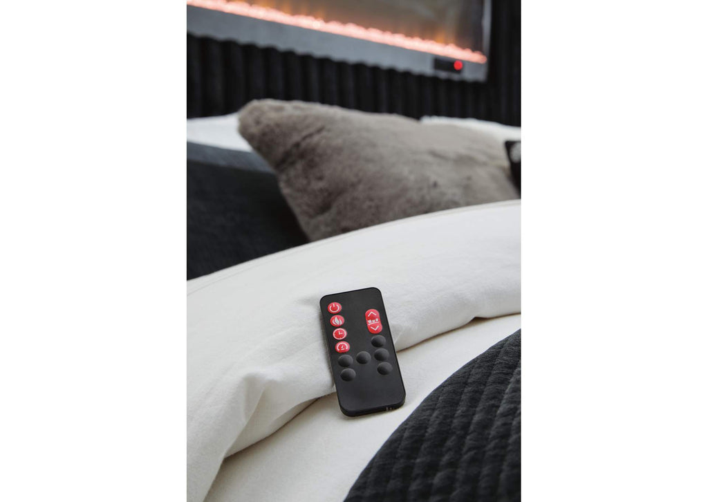 Tayleena Queen Upholstered Bed with Fireplace and Wireless Audio detail