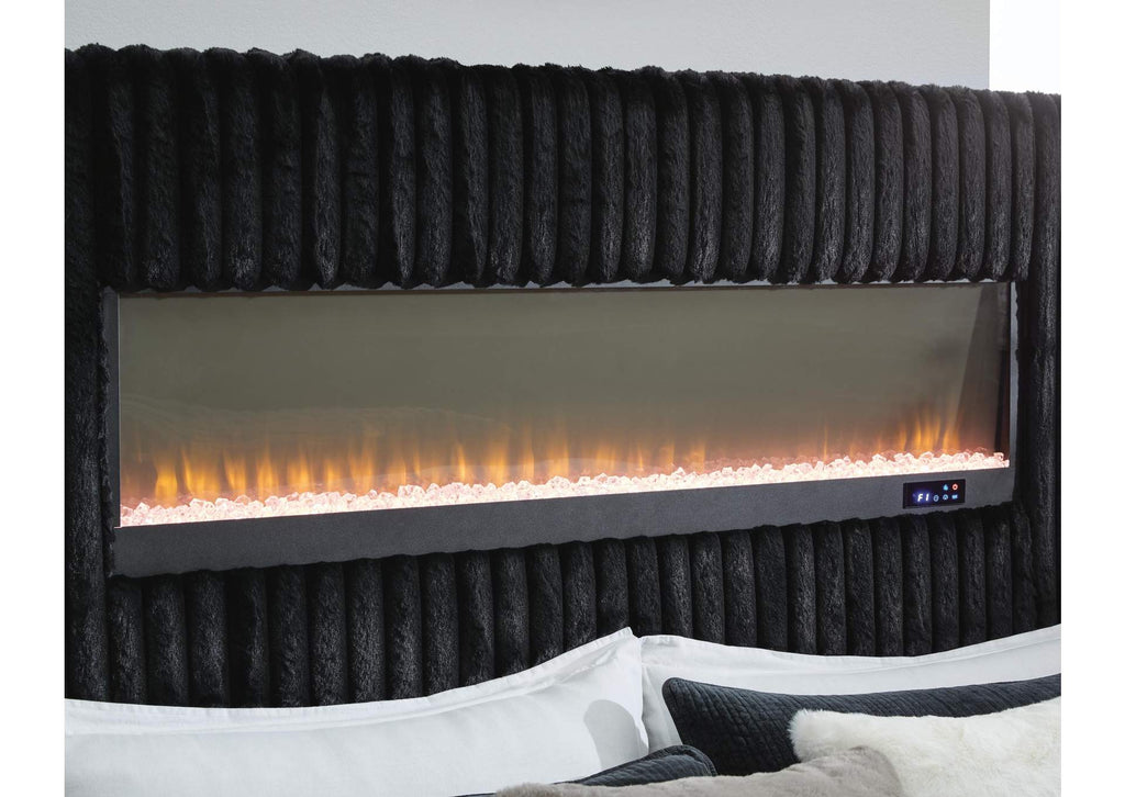 Tayleena Queen Upholstered Bed with Fireplace and Wireless Audio detail