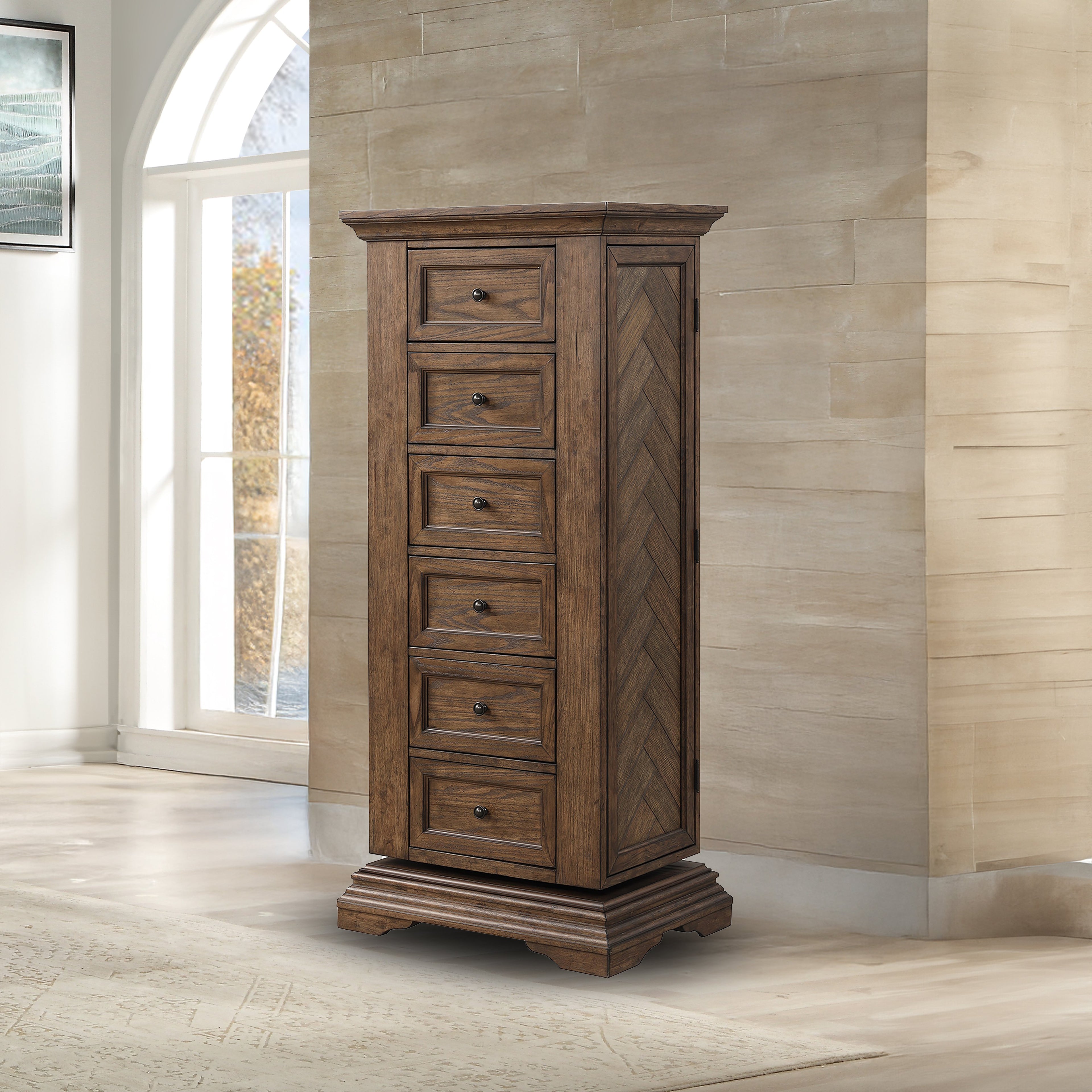 Mar Vista Swivel Lingerie Chest w/Mirror-Walnut