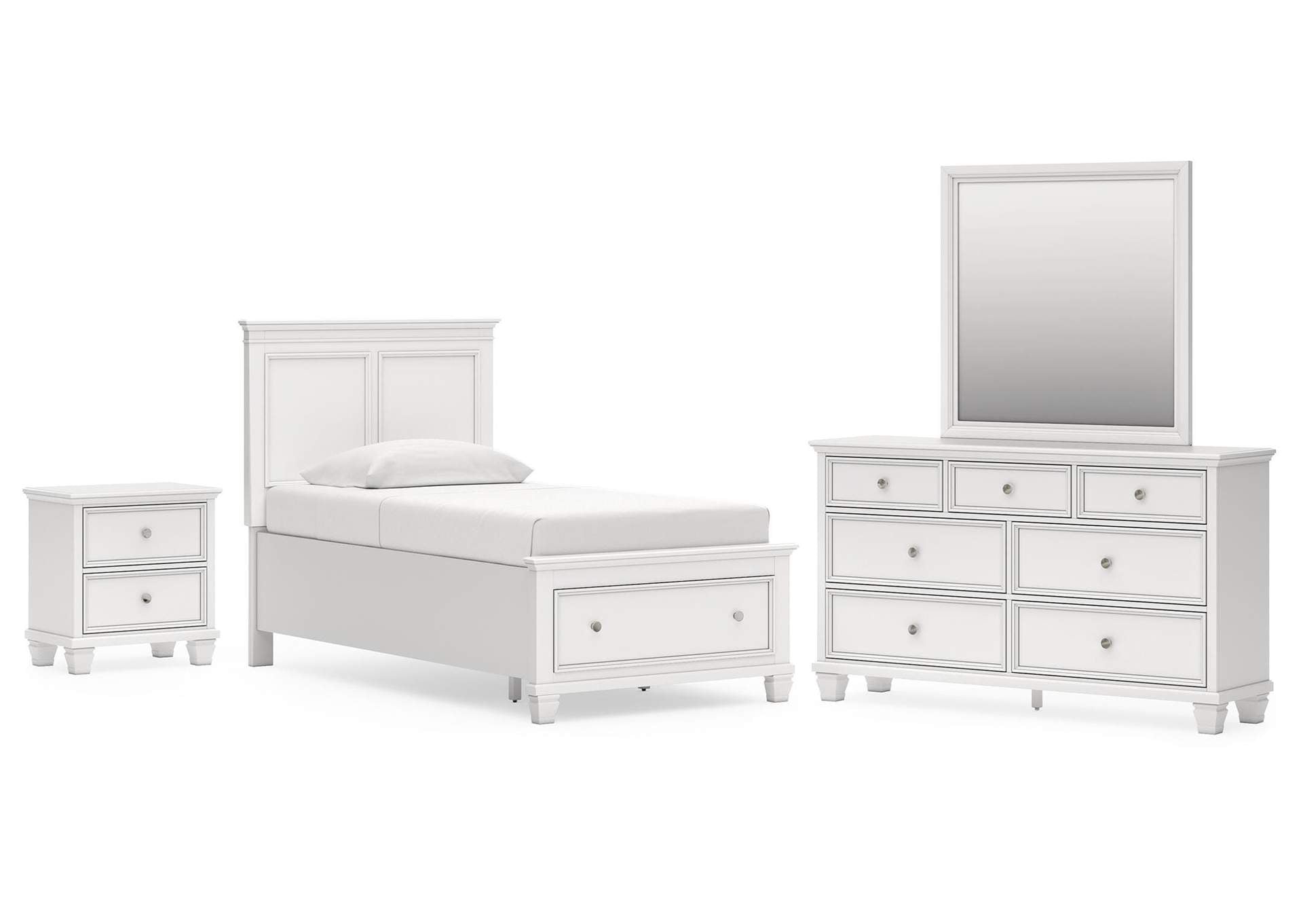 Fortman Twin Panel Storage Bed, Dresser, Mirror and Nightstand