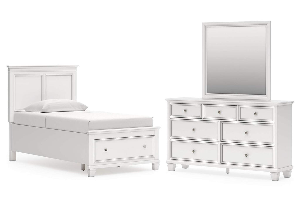 Fortman Twin Panel Storage Bed, Dresser and Mirror