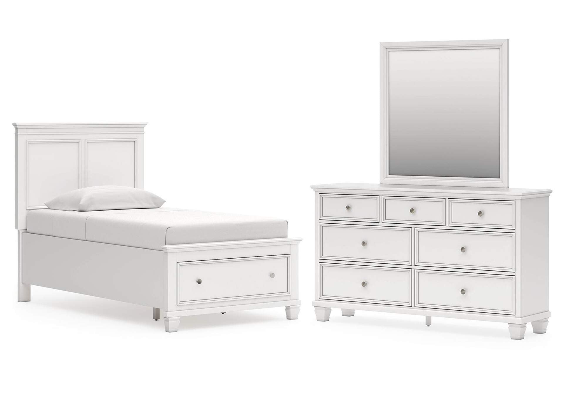 Fortman Twin Panel Storage Bed, Dresser and Mirror