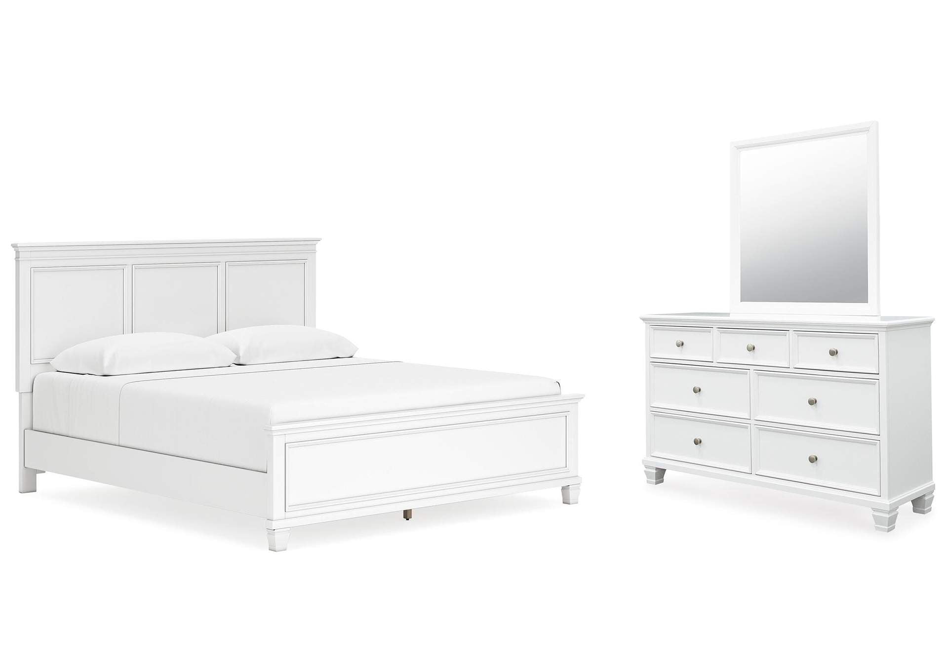 Fortman King Panel Bed with Mirrored Dresser