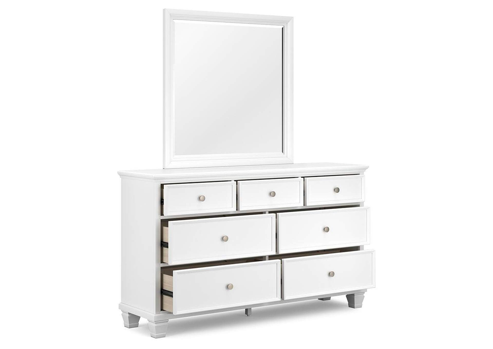 Fortman King Panel Storage Bed with Mirrored Dresser and Nightstand angled view