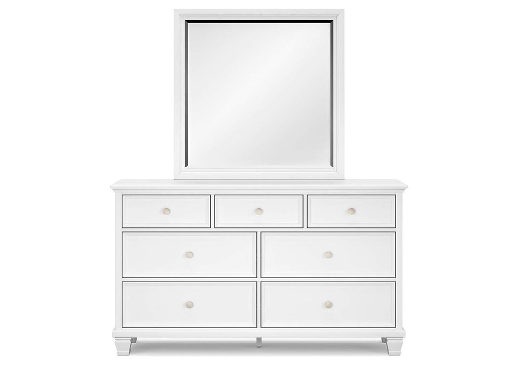 Fortman Queen Panel Bed with Mirrored Dresser and Chest front view