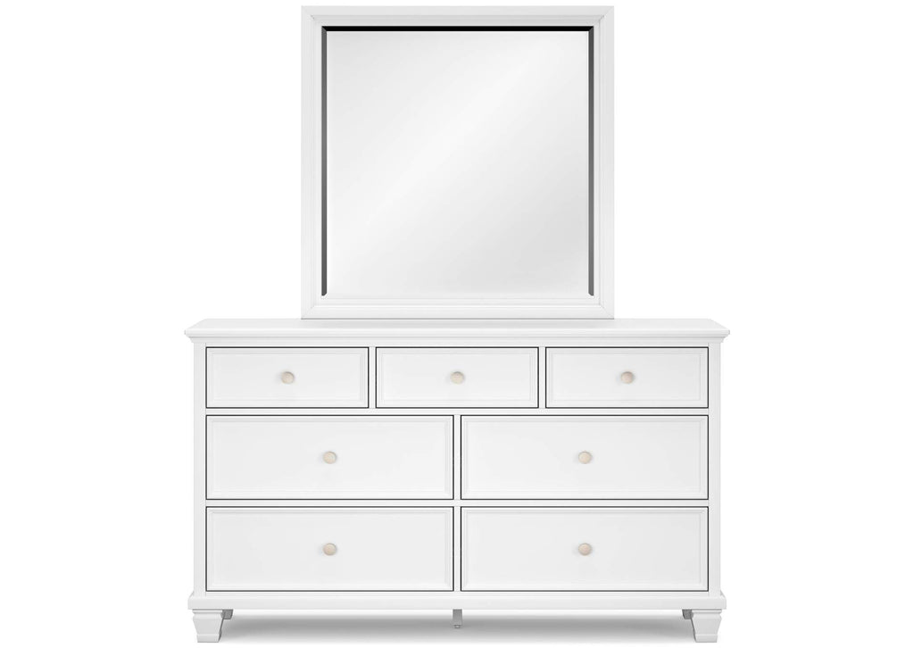 Fortman Queen Panel Bed with Mirrored Dresser and Chest front view