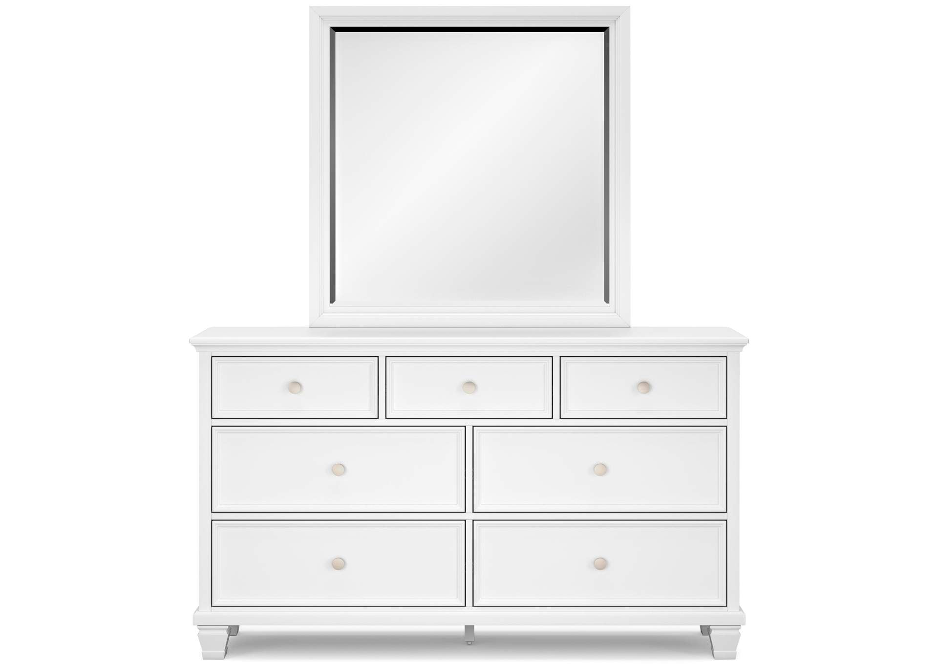 Fortman Queen Panel Bed with Mirrored Dresser and Chest front view