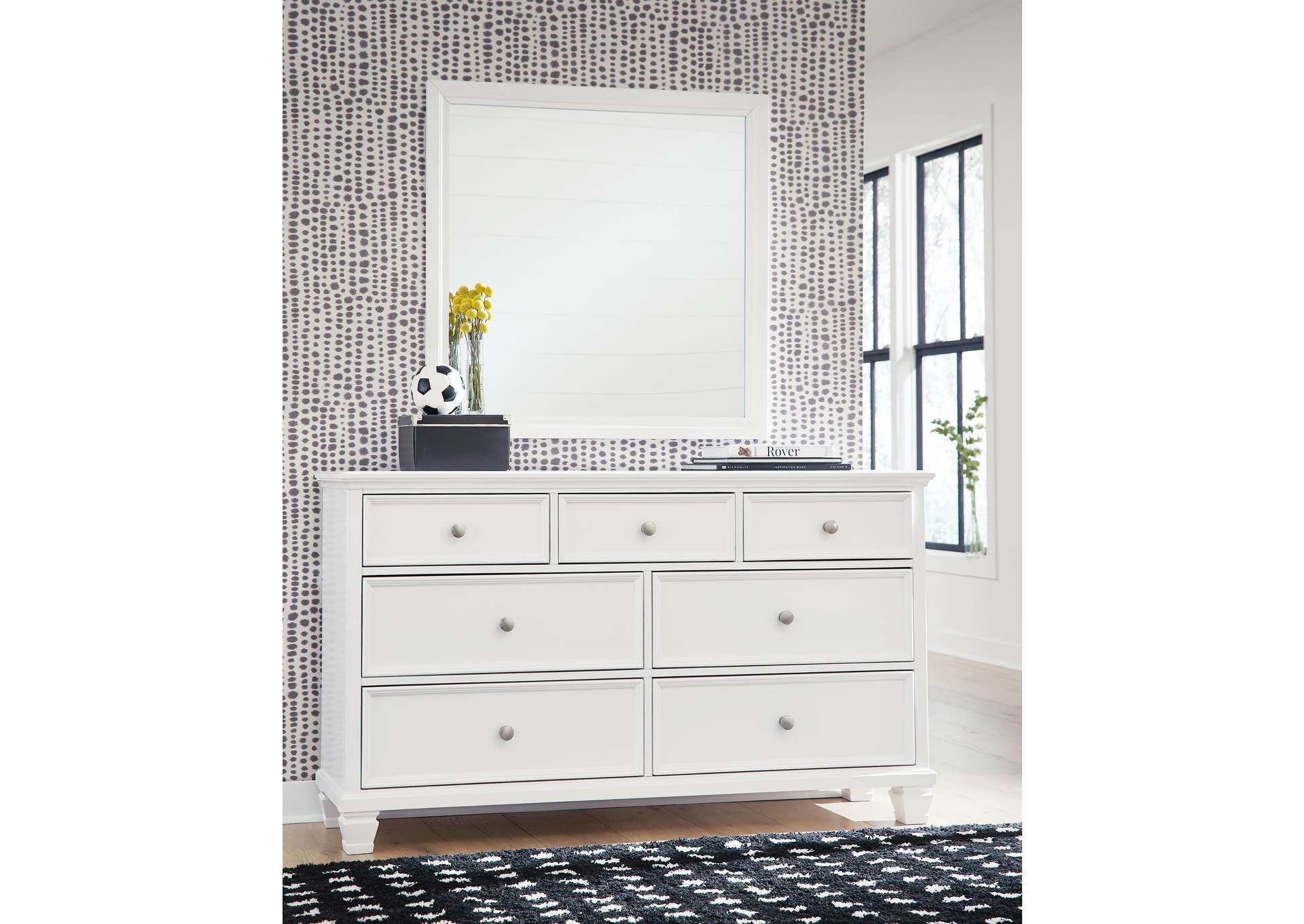 Fortman California King Panel Storage Bed, Dresser and Mirror