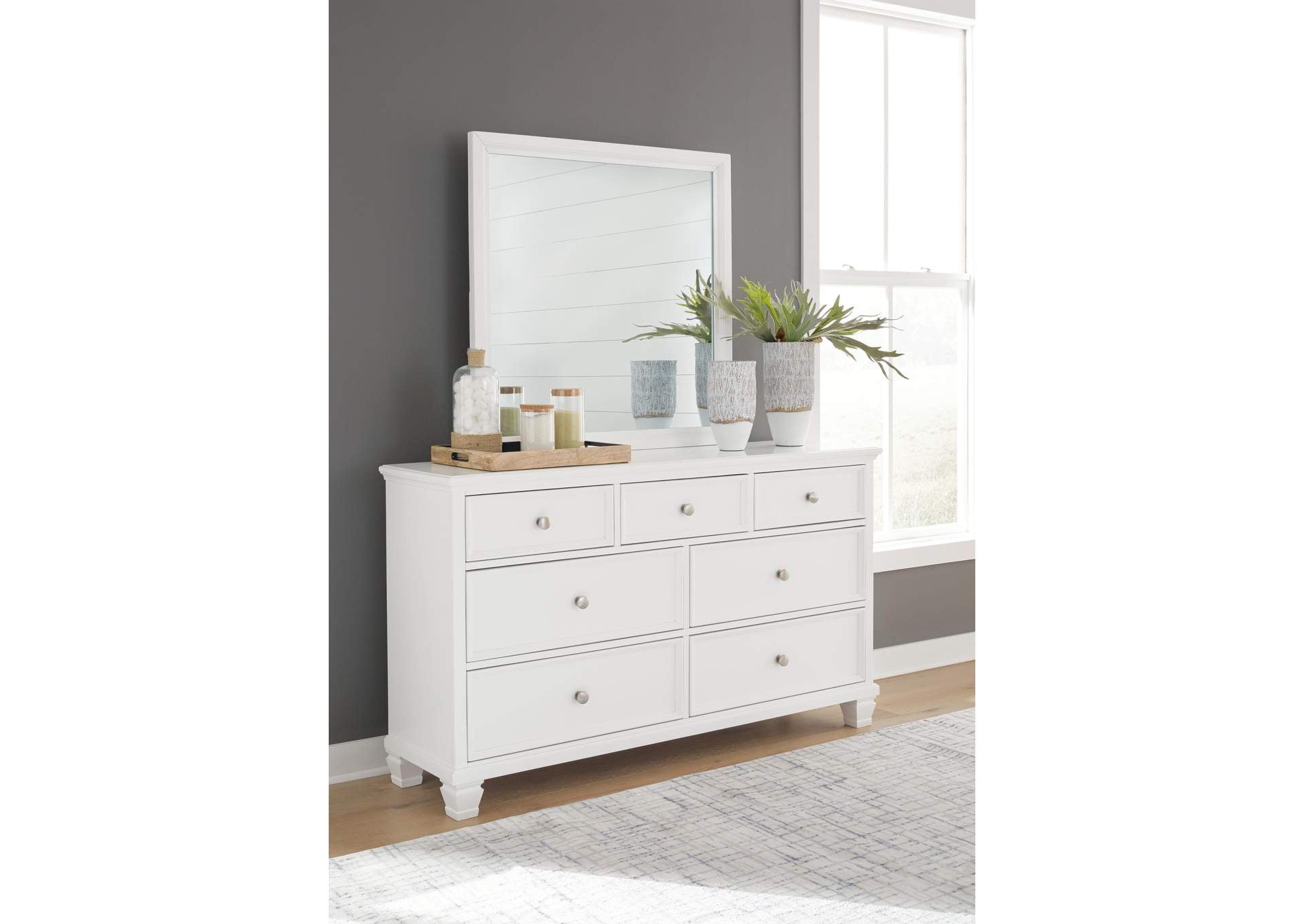 Fortman King Panel Bed with Mirrored Dresser, Chest and Nightstand
