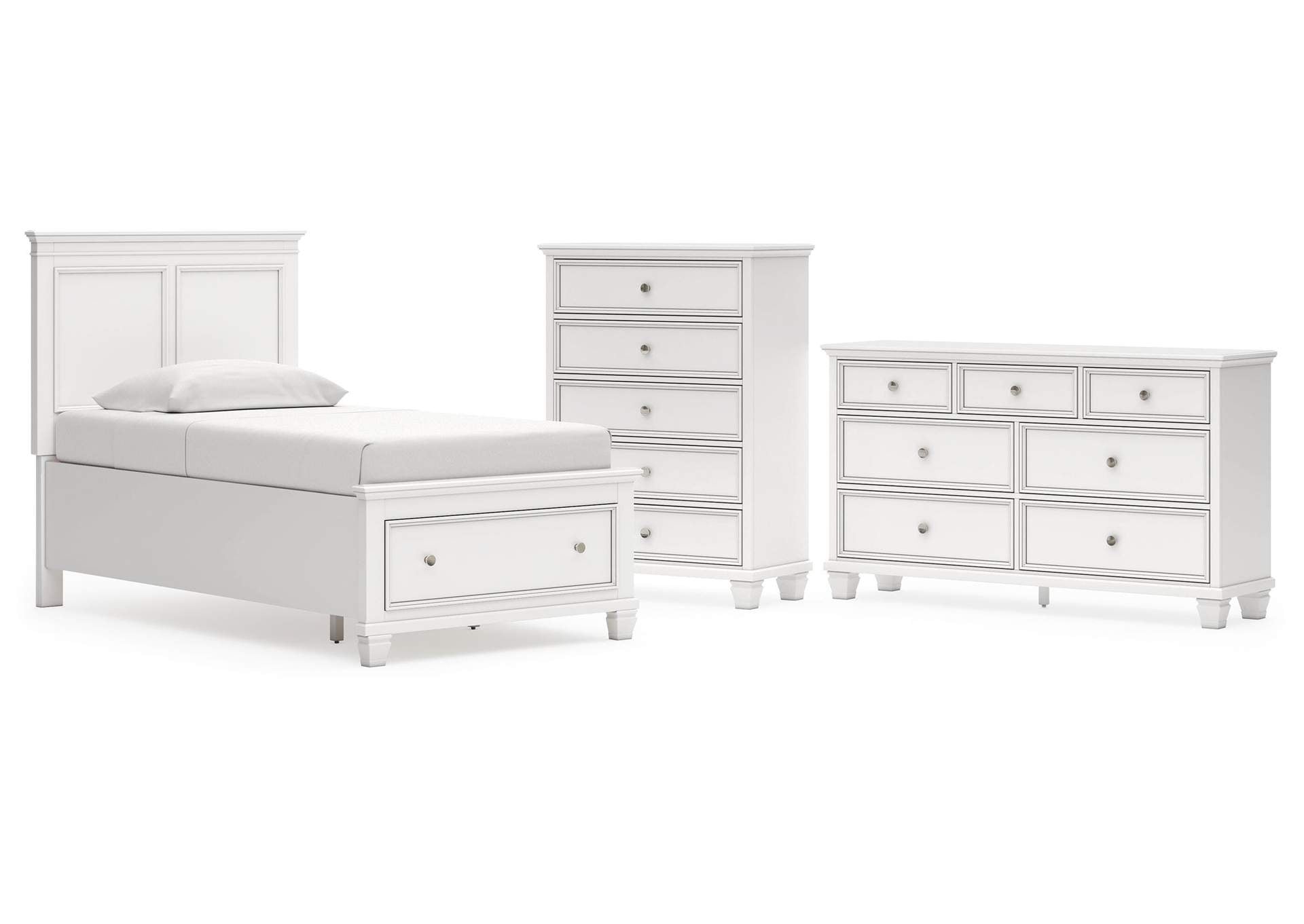 Fortman Twin Panel Storage Bed, Dresser and Chest