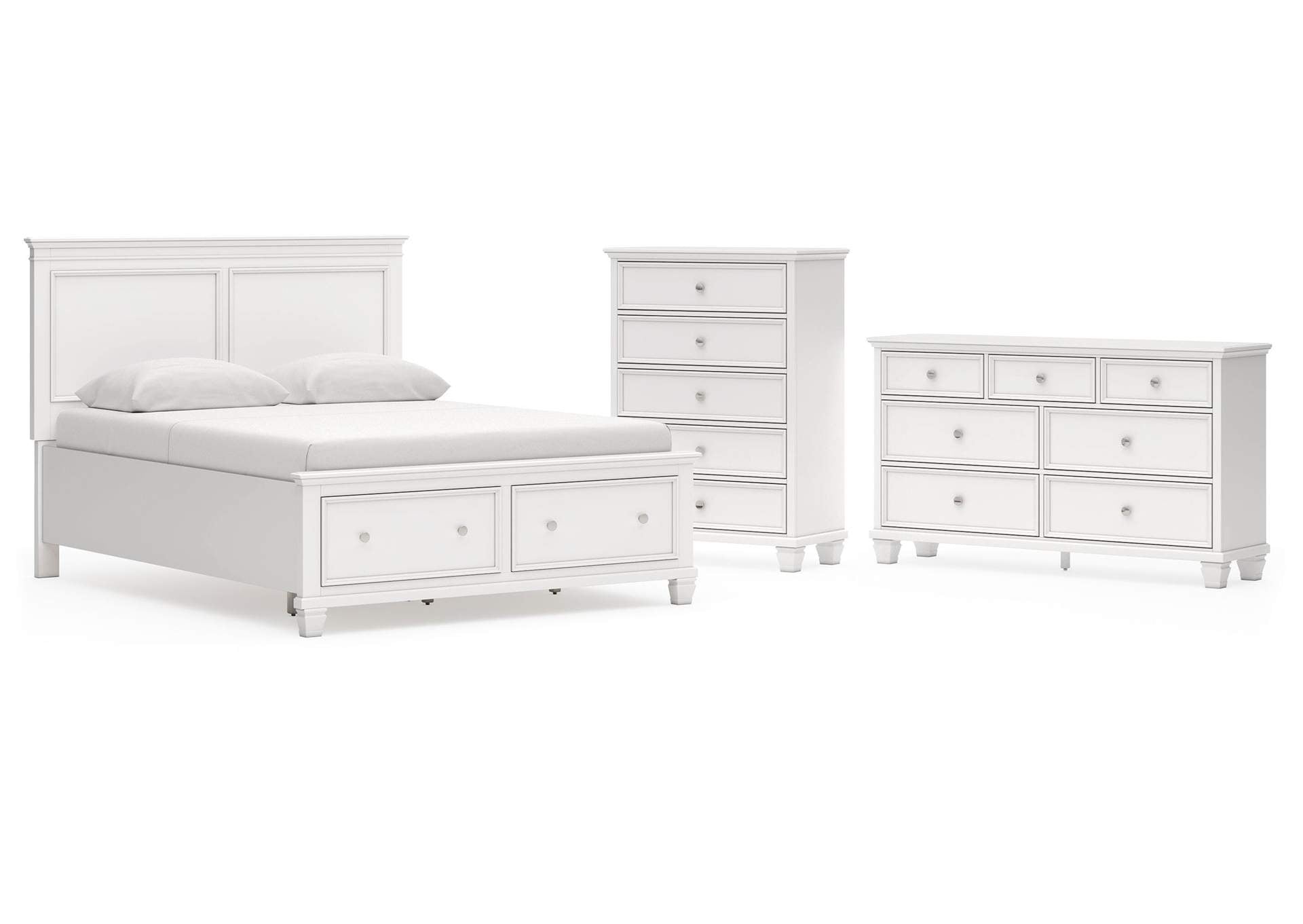 Fortman Queen Panel Storage Bed with Dresser and Chest