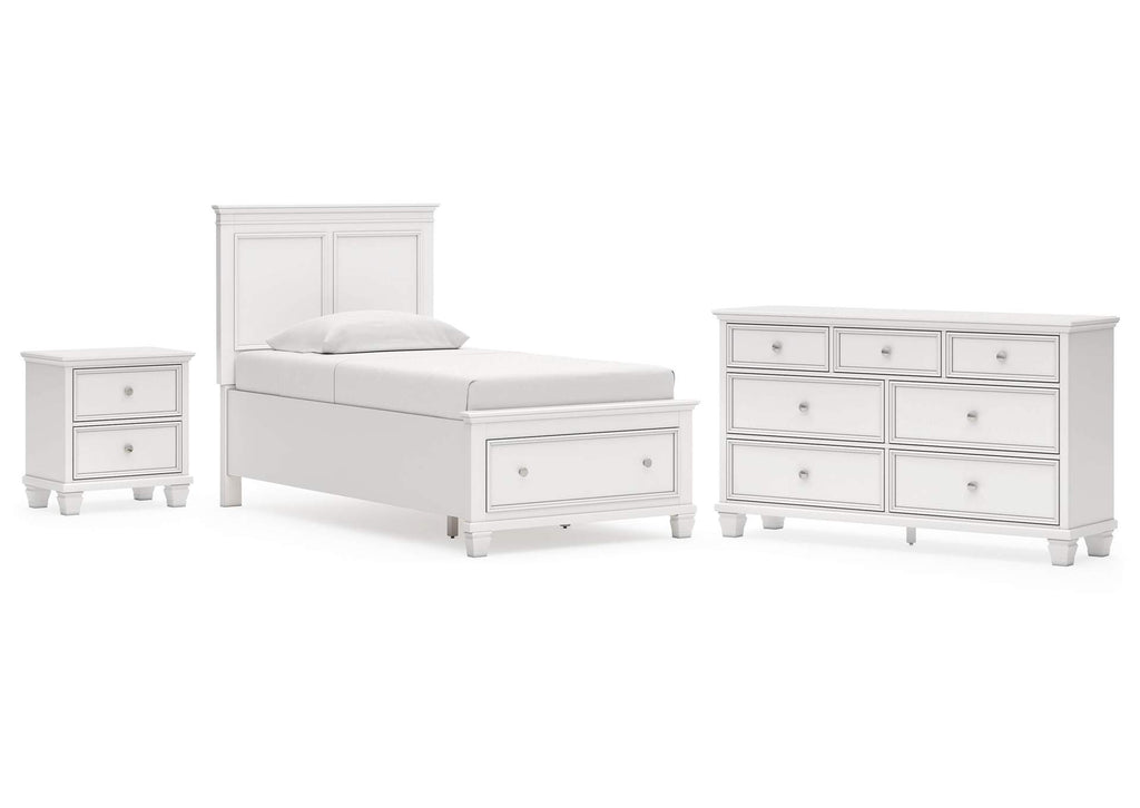 Fortman Twin Panel Storage Bed, Dresser and Nightstand