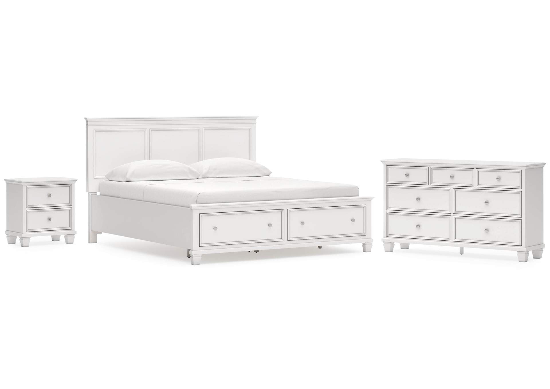 Fortman California King Panel Storage Bed, Dresser and Nightstand
