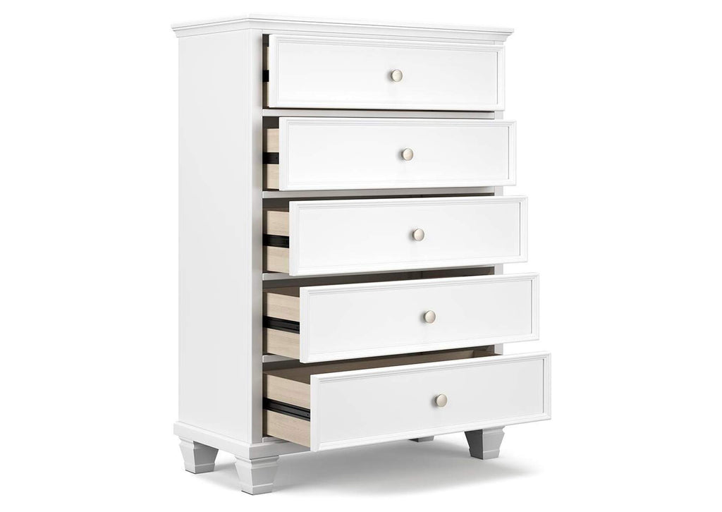 Fortman King Panel Storage Bed, Dresser and Chest angled view