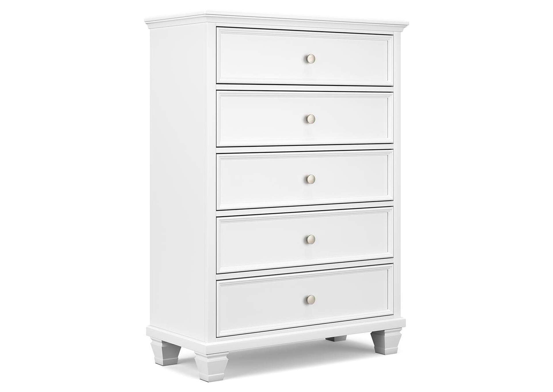 Fortman King Panel Bed with Mirrored Dresser, Chest and 2 Nightstands angled view