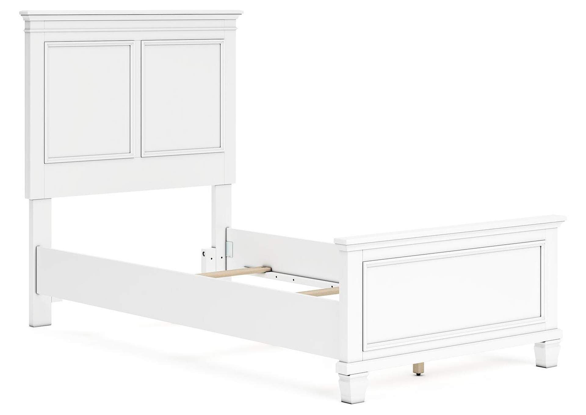 Fortman Twin Panel Bed with Mirrored Dresser and Chest angled view