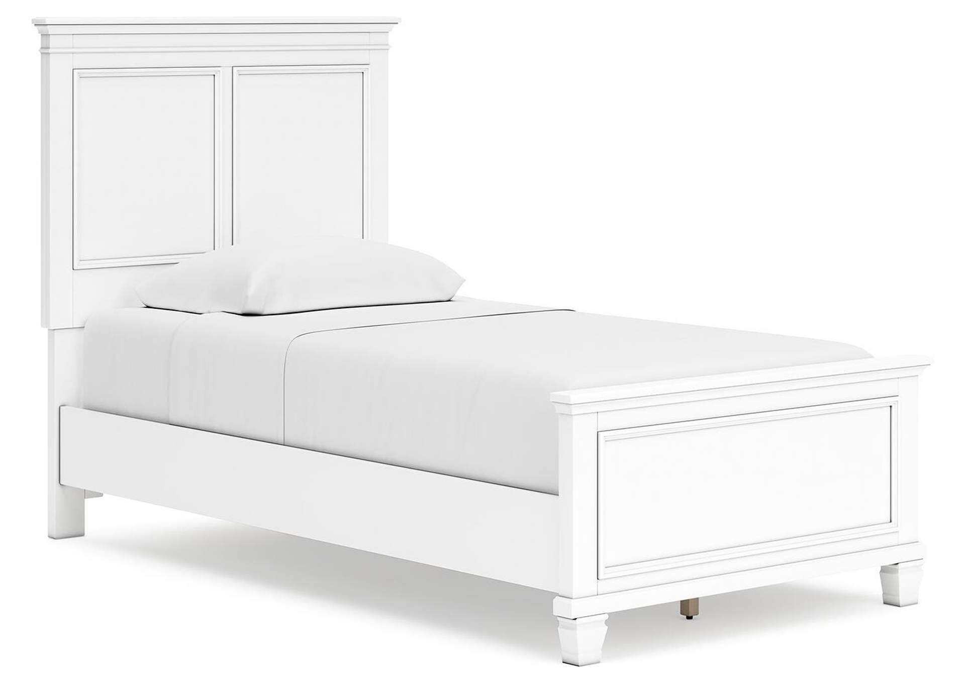 Fortman Twin Panel Bed with Mirrored Dresser and Chest angled view