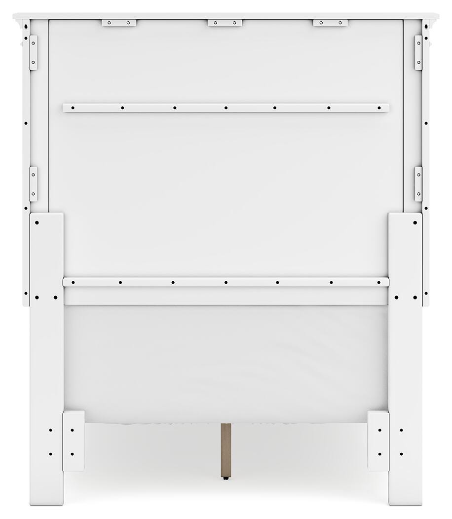 Fortman Twin Panel Bed in White, back view