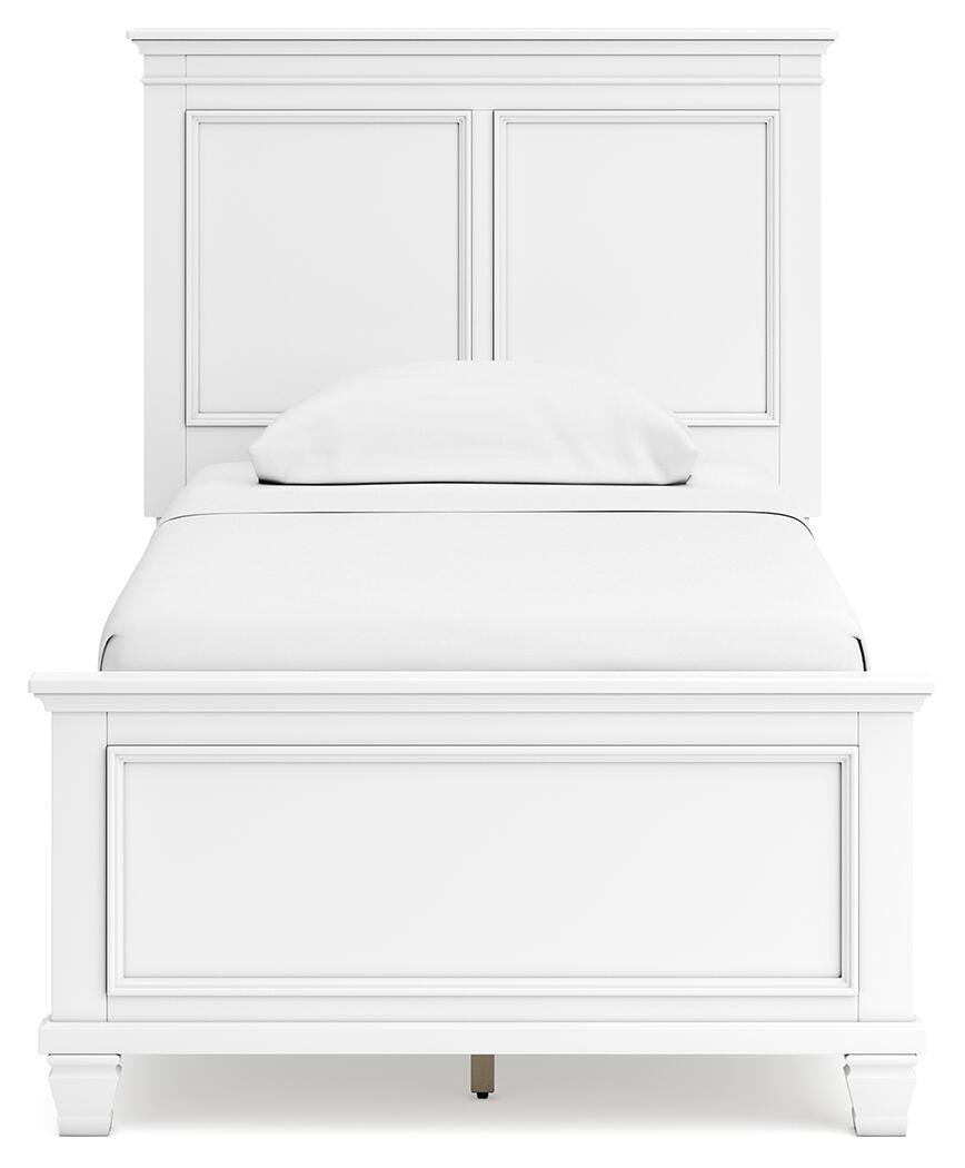 Fortman Twin Panel Bed in White, front view