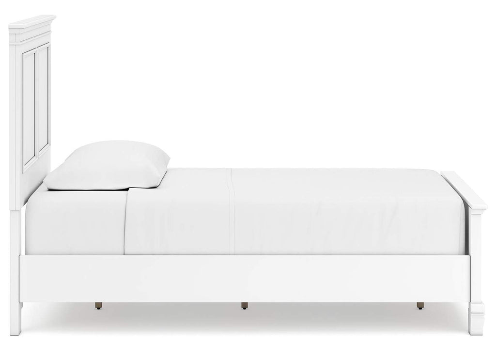 Fortman Twin Panel Bed with Mirrored Dresser side view