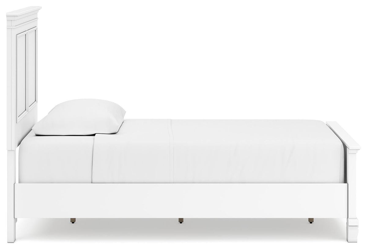 Fortman Twin Panel Bed in White, side view