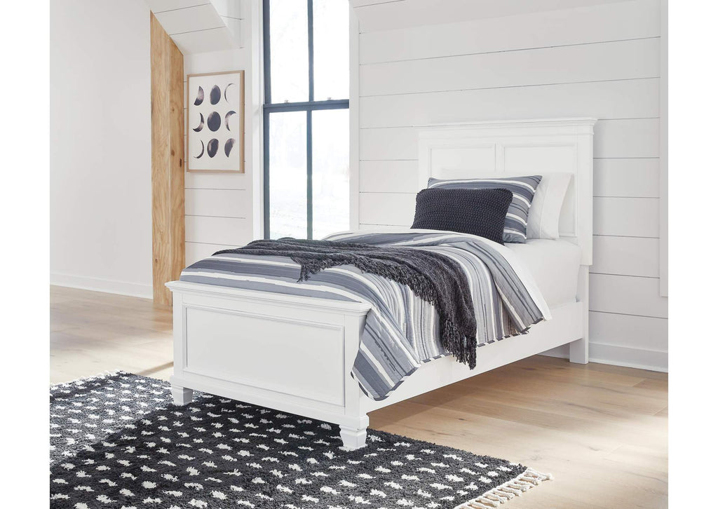 Fortman Twin Panel Bed with Mirrored Dresser and Chest