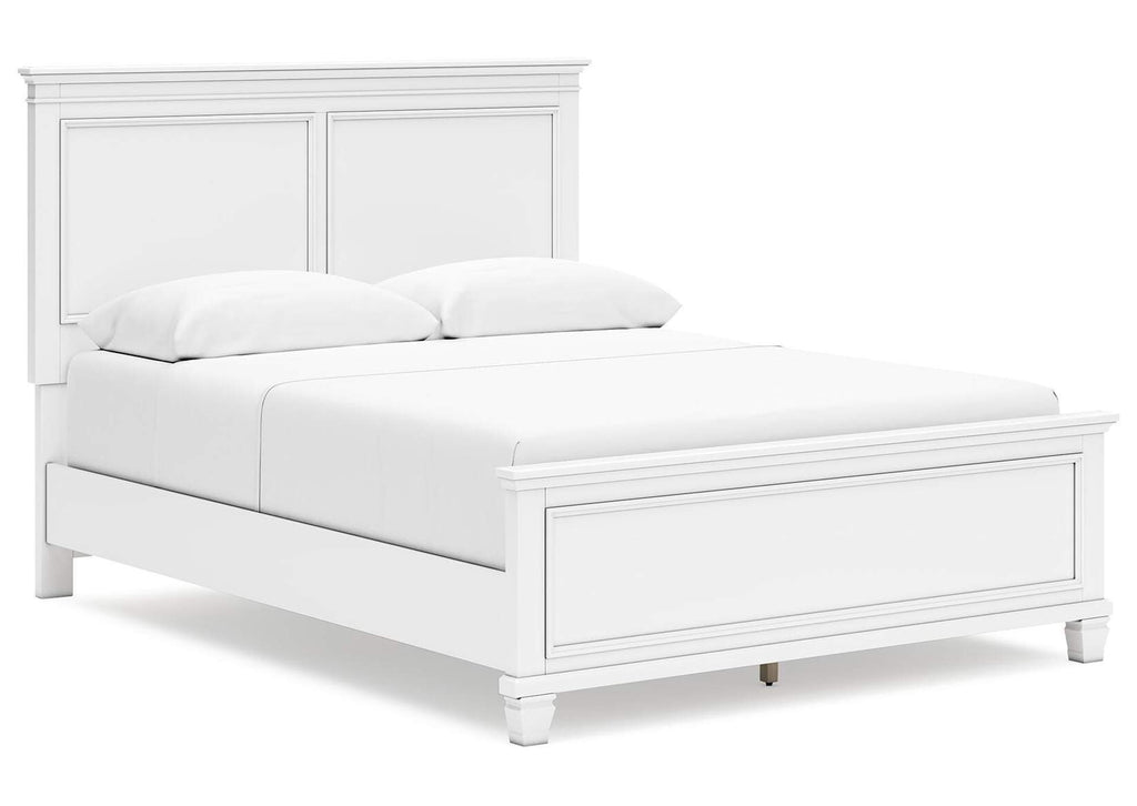 Fortman Queen Panel Bed with Mirrored Dresser, Chest and Nightstand angled view
