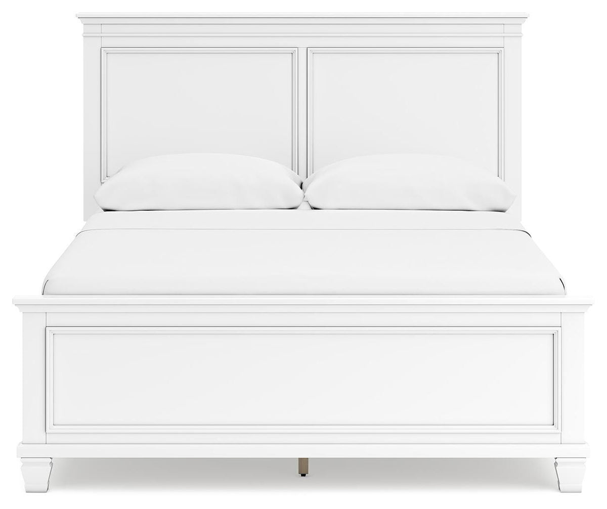 Fortman Queen Panel Bed in White, front view
