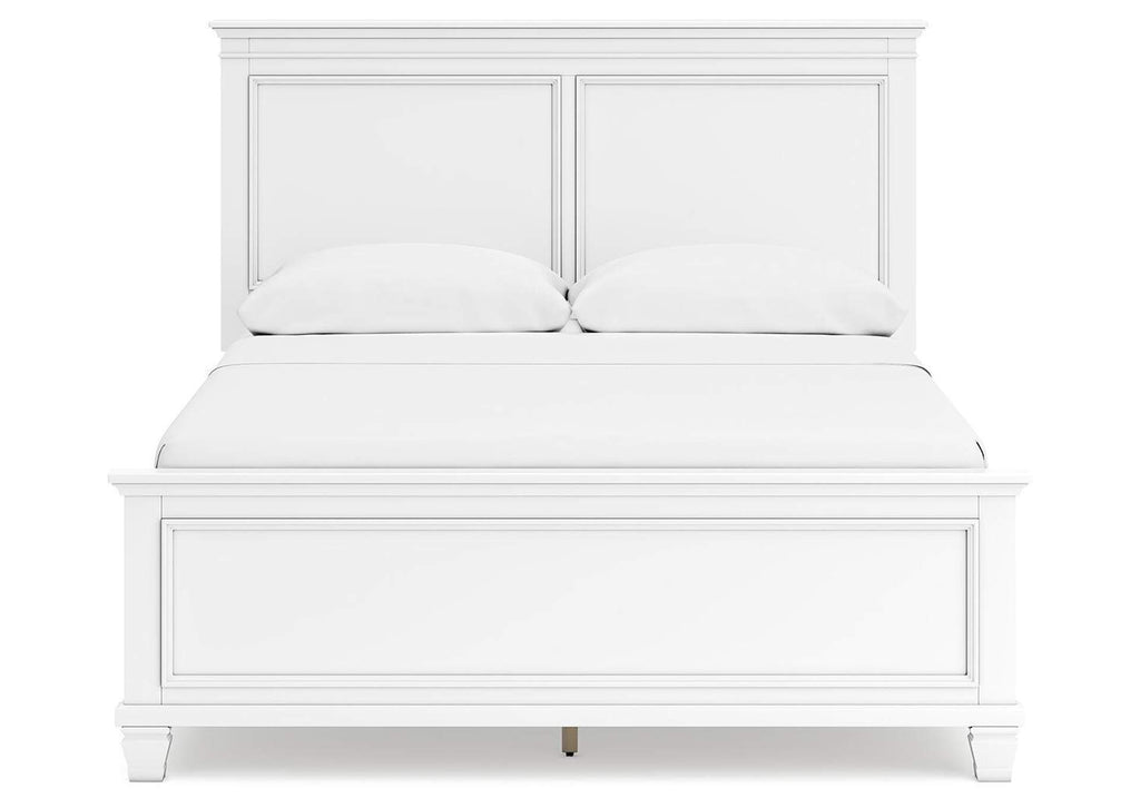 Fortman Queen Panel Bed with Mirrored Dresser, Chest and 2 Nightstands front view