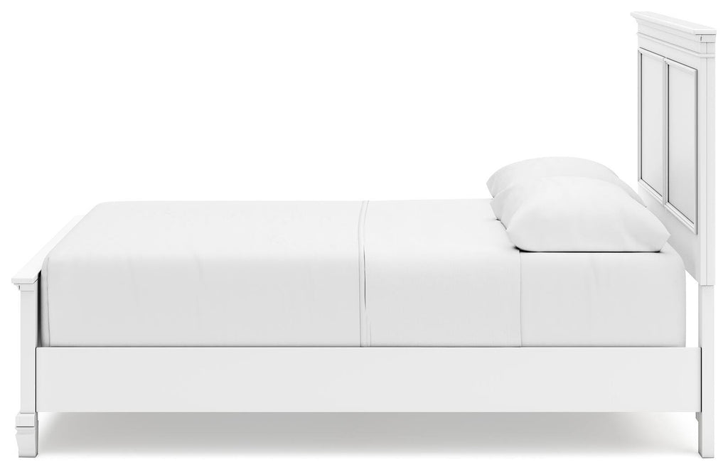 Fortman Queen Panel Bed in White, alternate side view