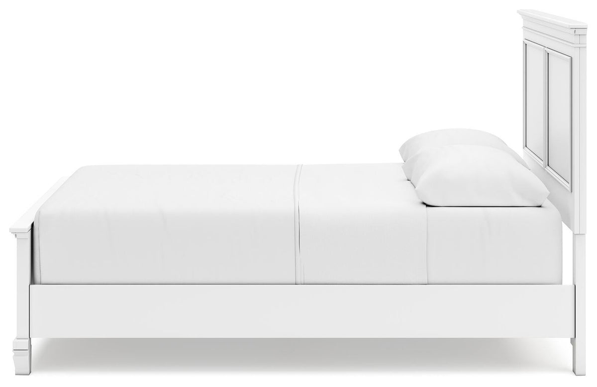 Fortman Queen Panel Bed in White, alternate side view