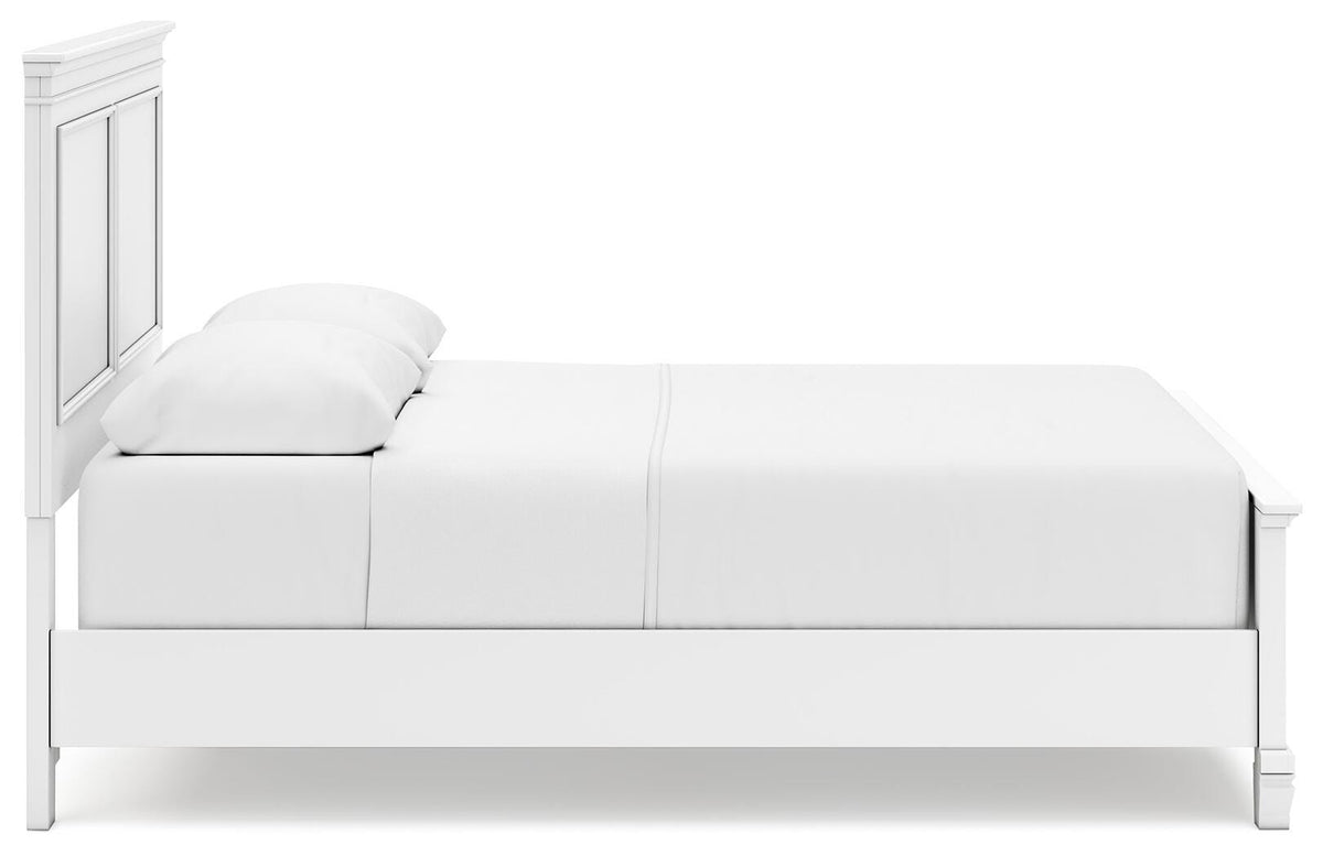 Fortman Queen Panel Bed in White, side view