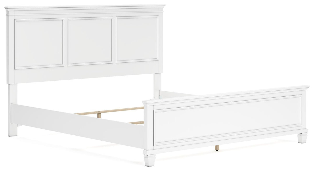 Fortman California King Panel Bed in White, angle view
