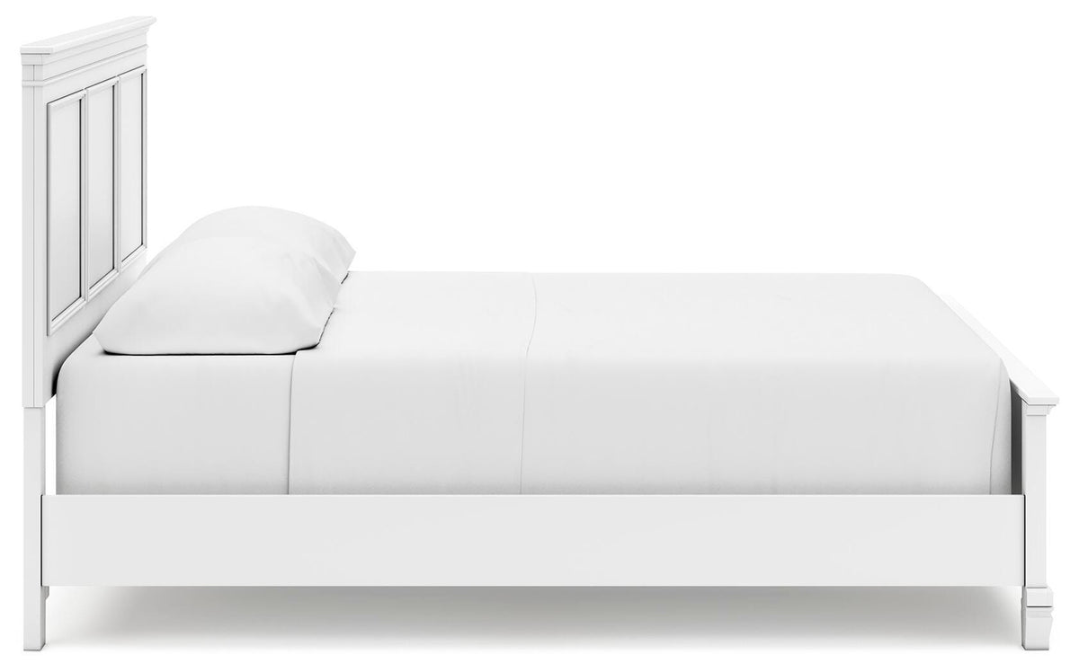 Fortman California King Panel Bed in White, side view