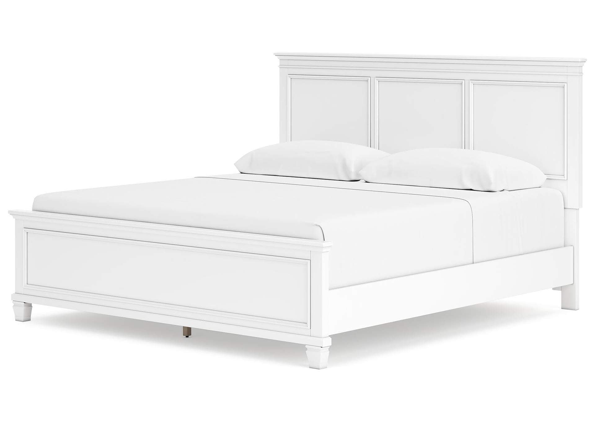 Fortman King Panel Bed with Mirrored Dresser, Chest and Nightstand angled view