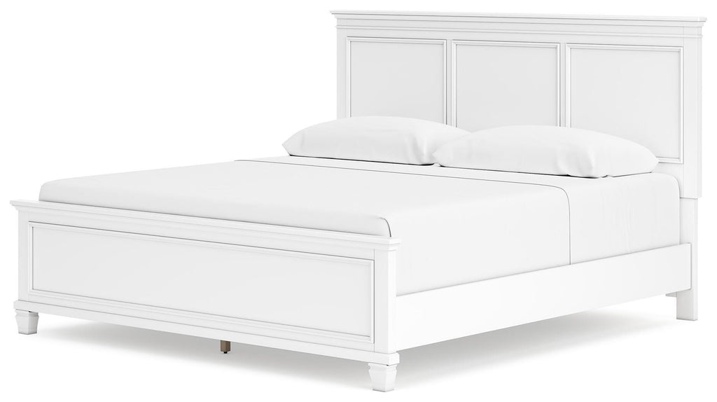 Fortman King Panel Bed in White, angle view