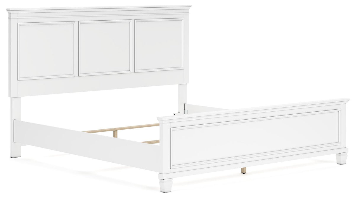 Fortman King Panel Bed in White, angle view