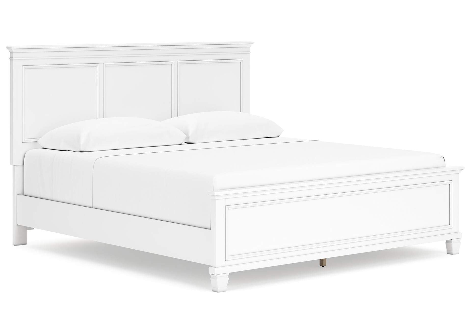 Fortman King Panel Bed with Mirrored Dresser and Chest angled view