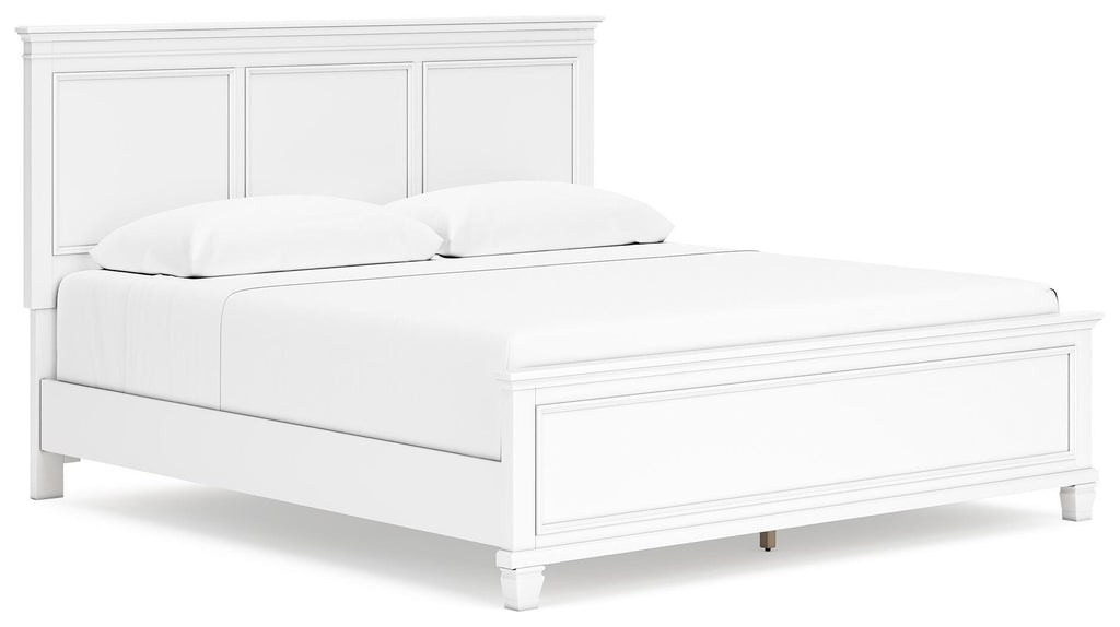 Fortman King Panel Bed in White, angle view