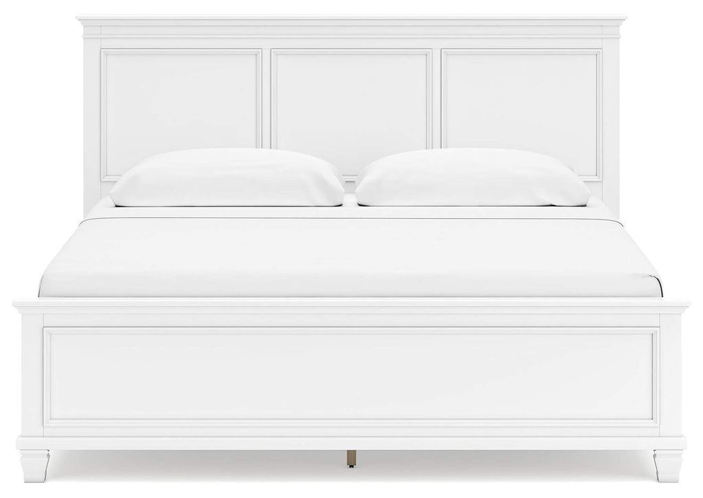 Fortman King Panel Bed with Mirrored Dresser and Chest