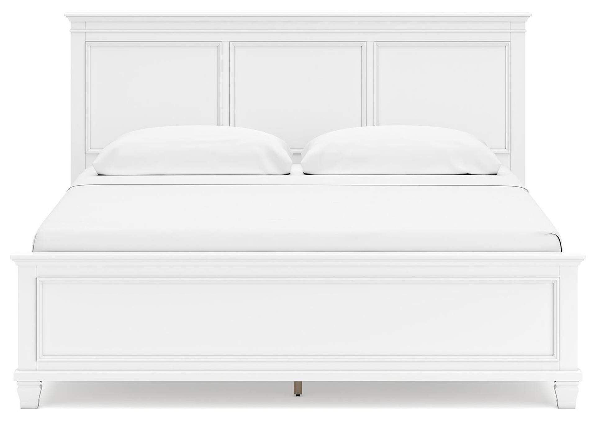 Fortman King Panel Bed with Mirrored Dresser, Chest and Nightstand front view
